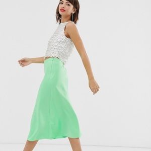 Warehouse green slip skirt
